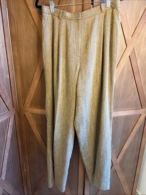 JONES NEW YORK Tweed Herringbone Pleated Trousers Silk Wool Blend SIZE 10